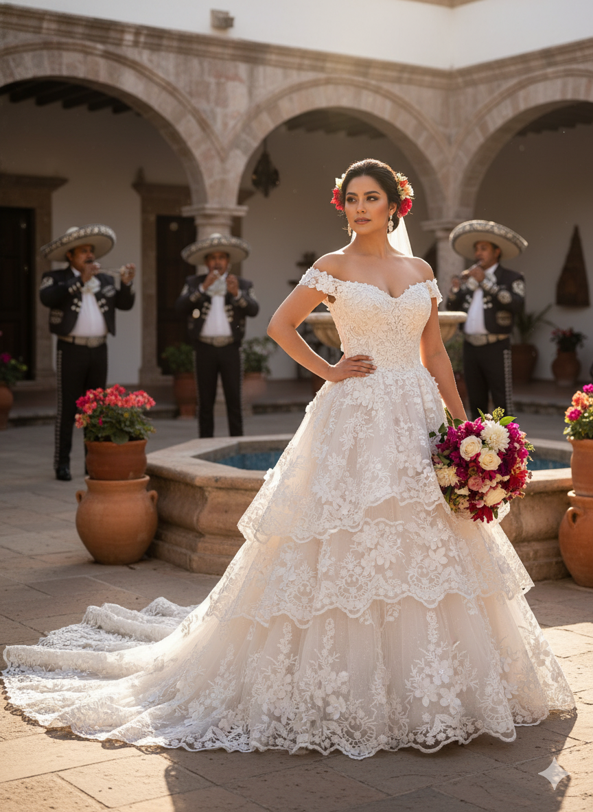 Tul bordado H139, ideal para vestidos de noche de boda y de XV años – tela por metro Ceremonia Textil