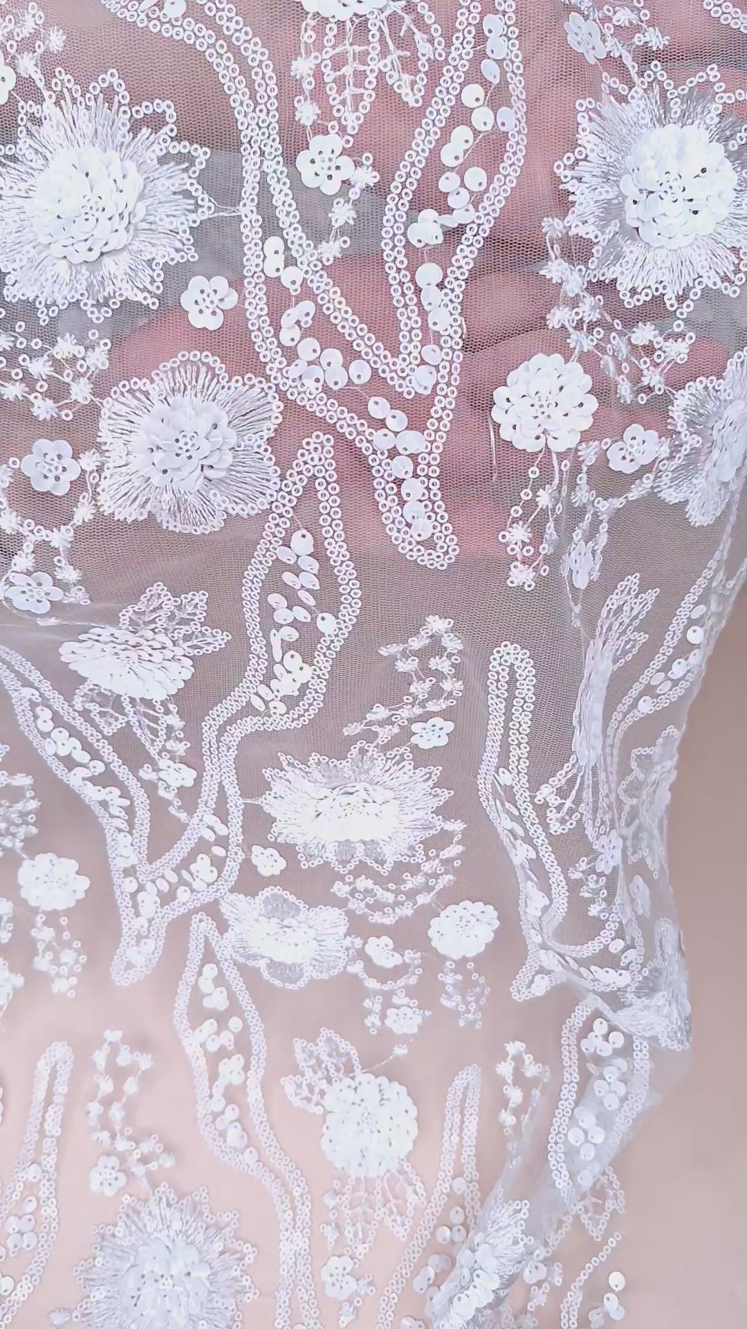 Tul bordado H104, ideal para vestidos de noche de boda y de XV años
