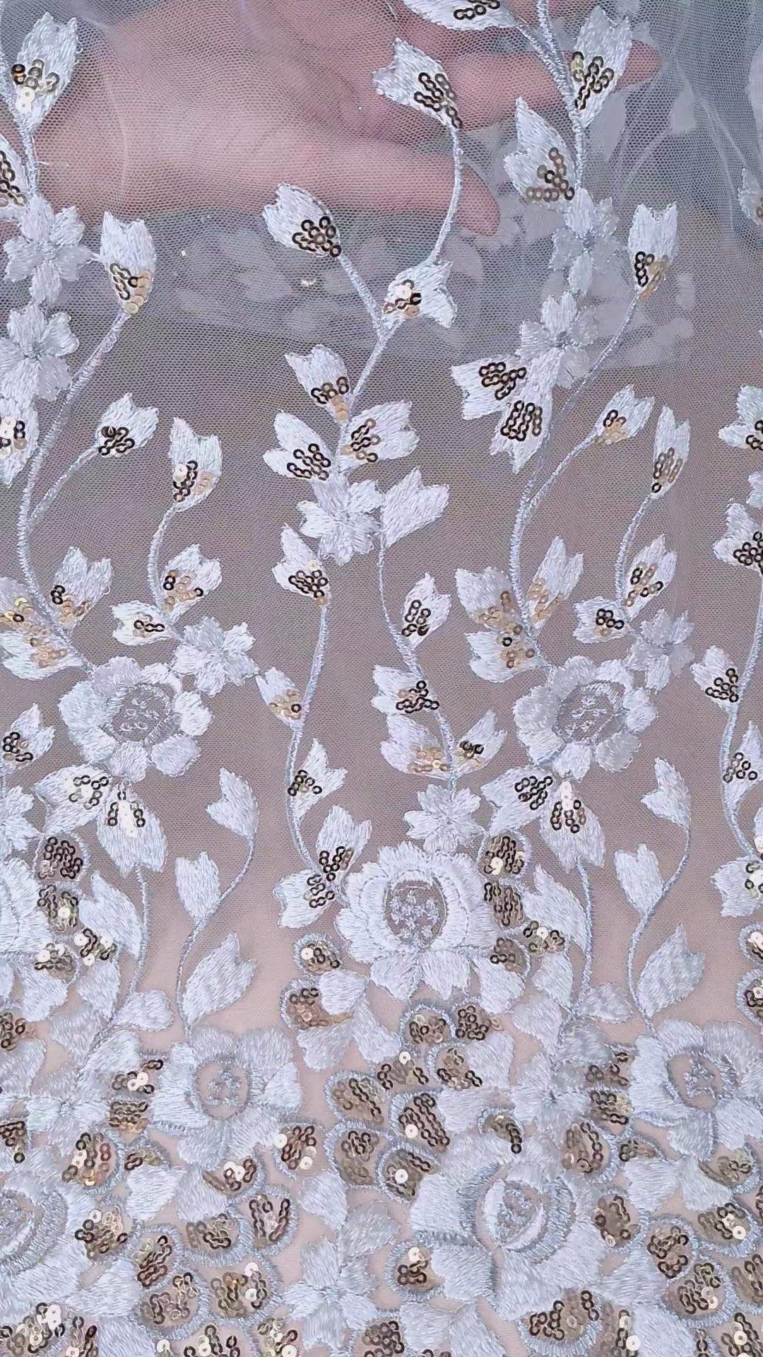 Tul bordado A927, ideal para vestidos de noche de boda y de XV años