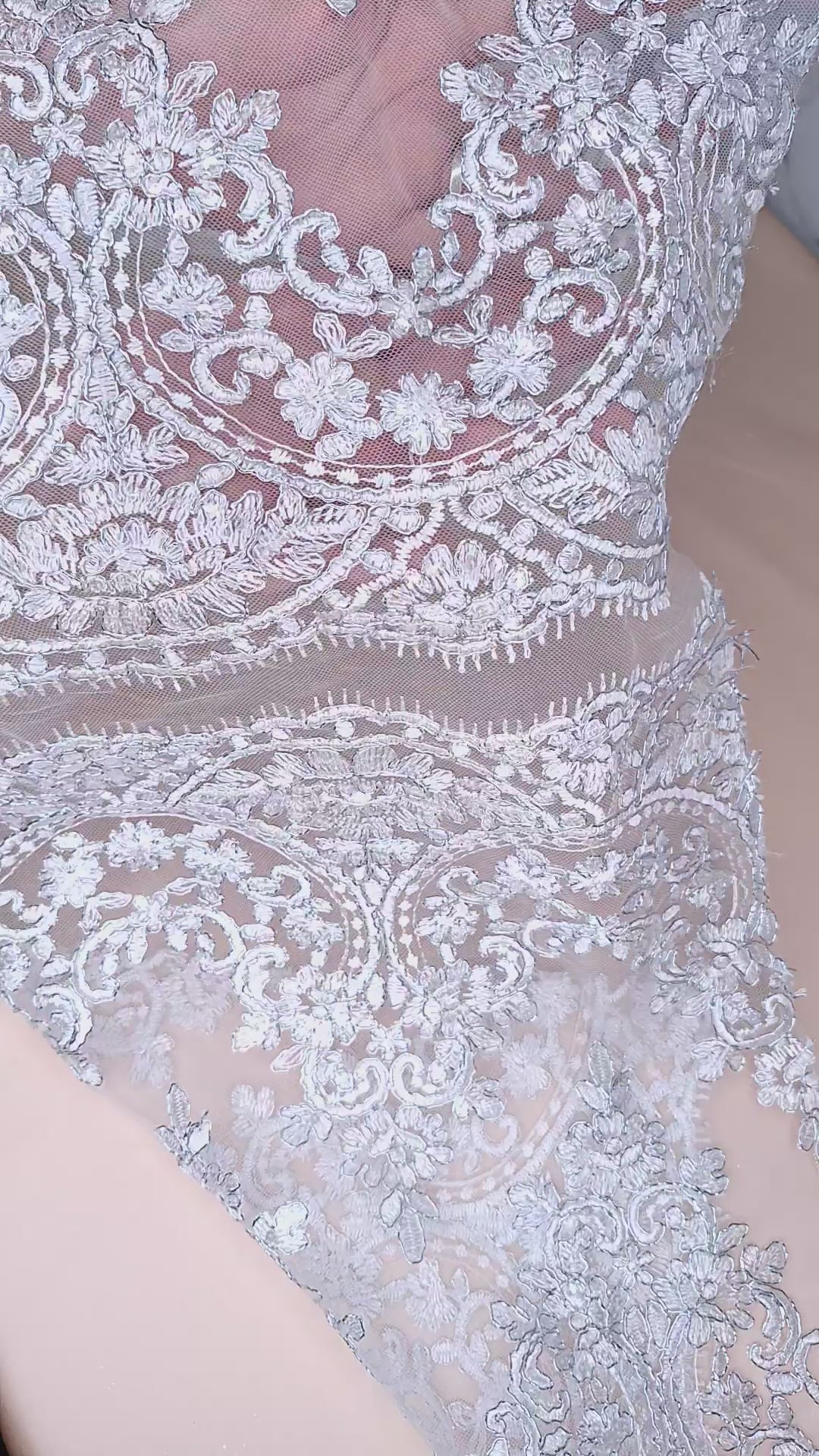 Tul bordado H130, ideal para vestidos de noche de boda y de XV años