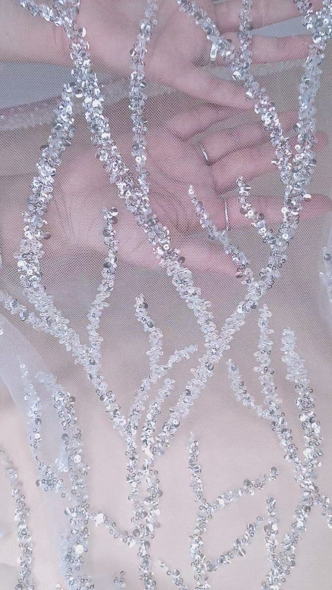 Tul bordado A957, ideal para vestidos de noche de boda y de XV años