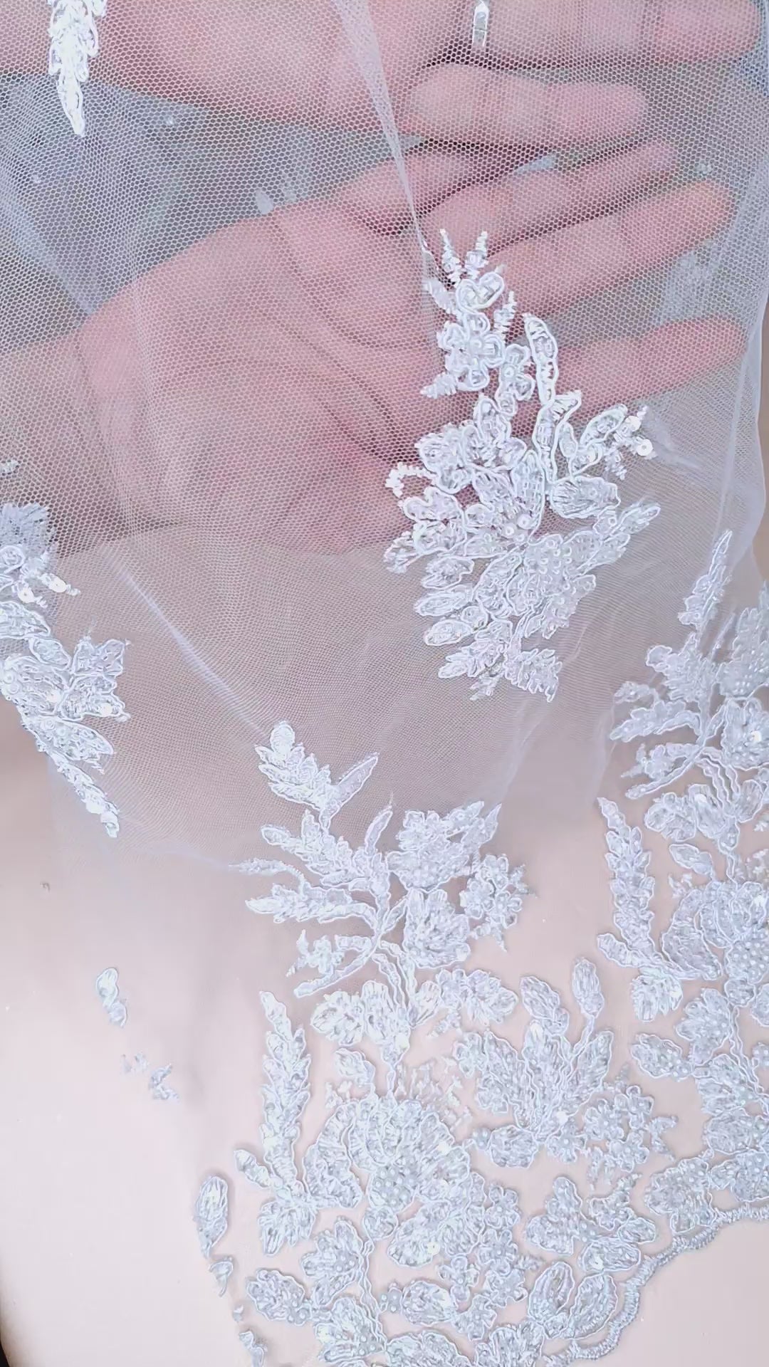 Tul bordado A982, ideal para vestidos de noche de boda y de XV años