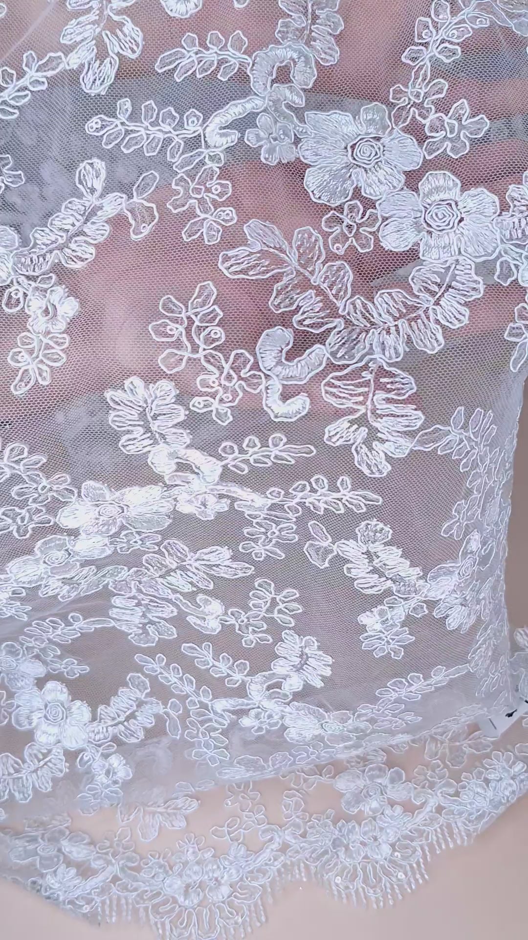 Tul bordado H165, ideal para vestidos de noche de boda y de XV años