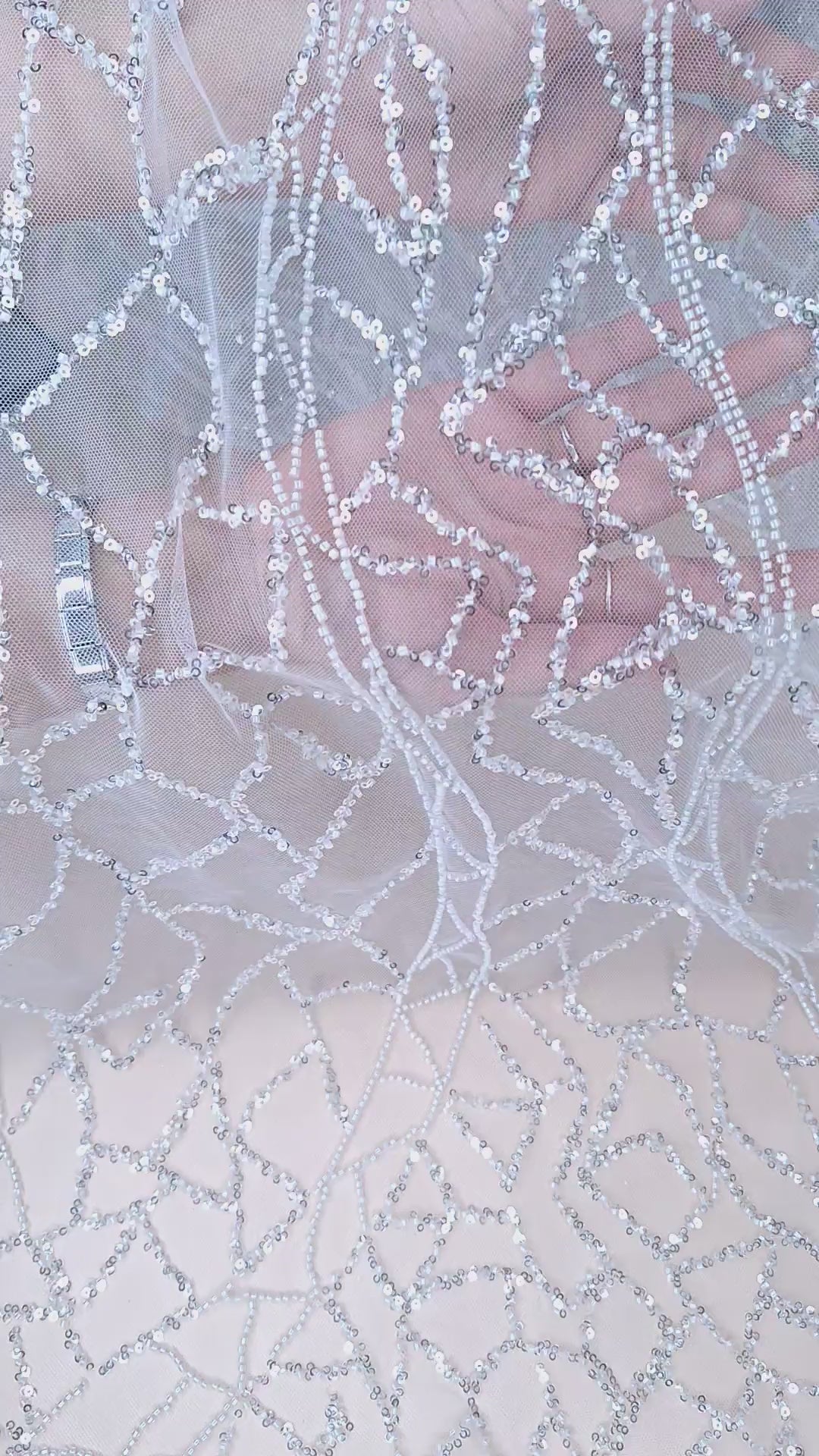 Tul bordado A943, ideal para vestidos de noche de boda y de XV años