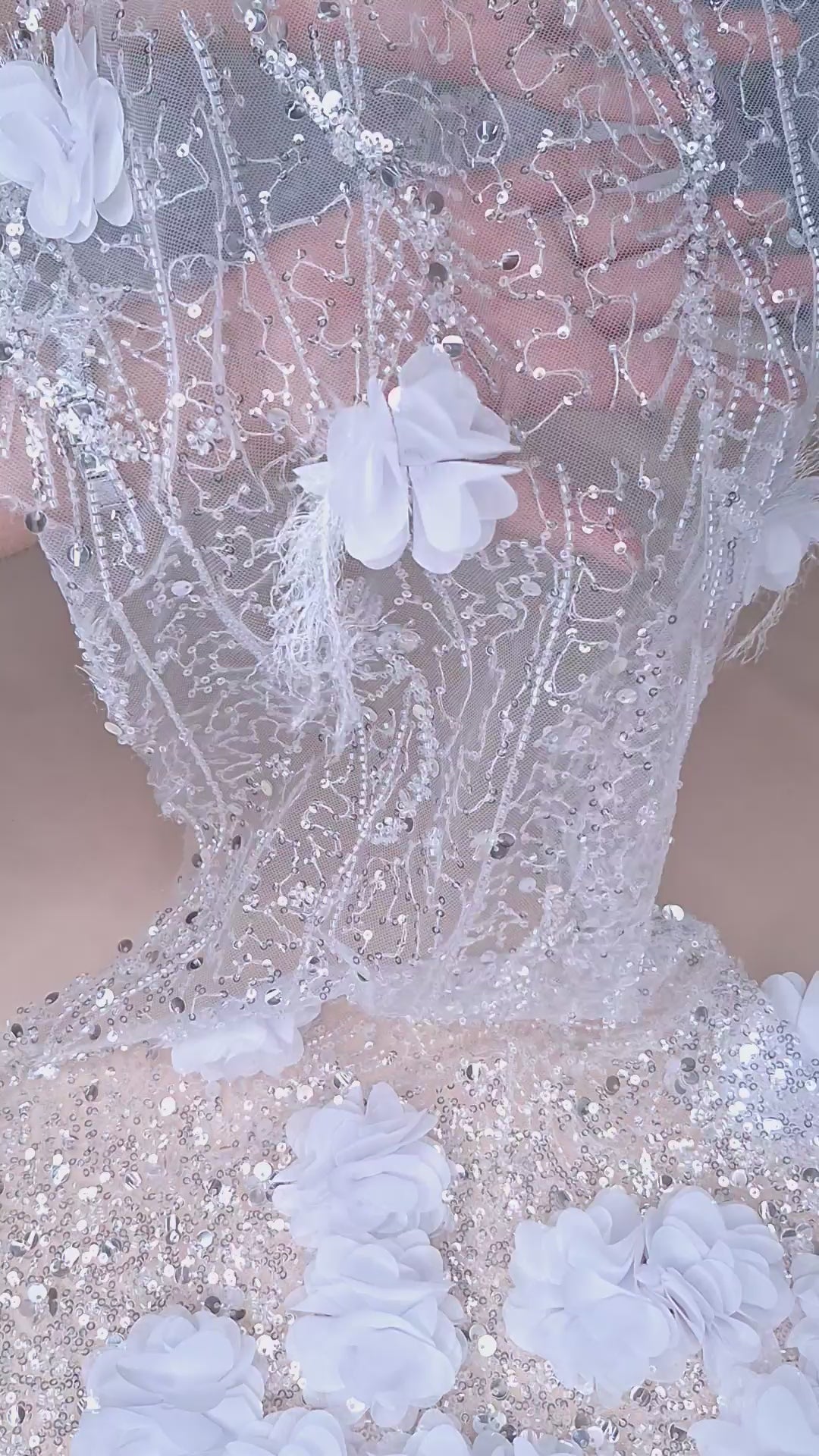 Tul bordado H147, ideal para vestidos de noche de boda y de XV años
