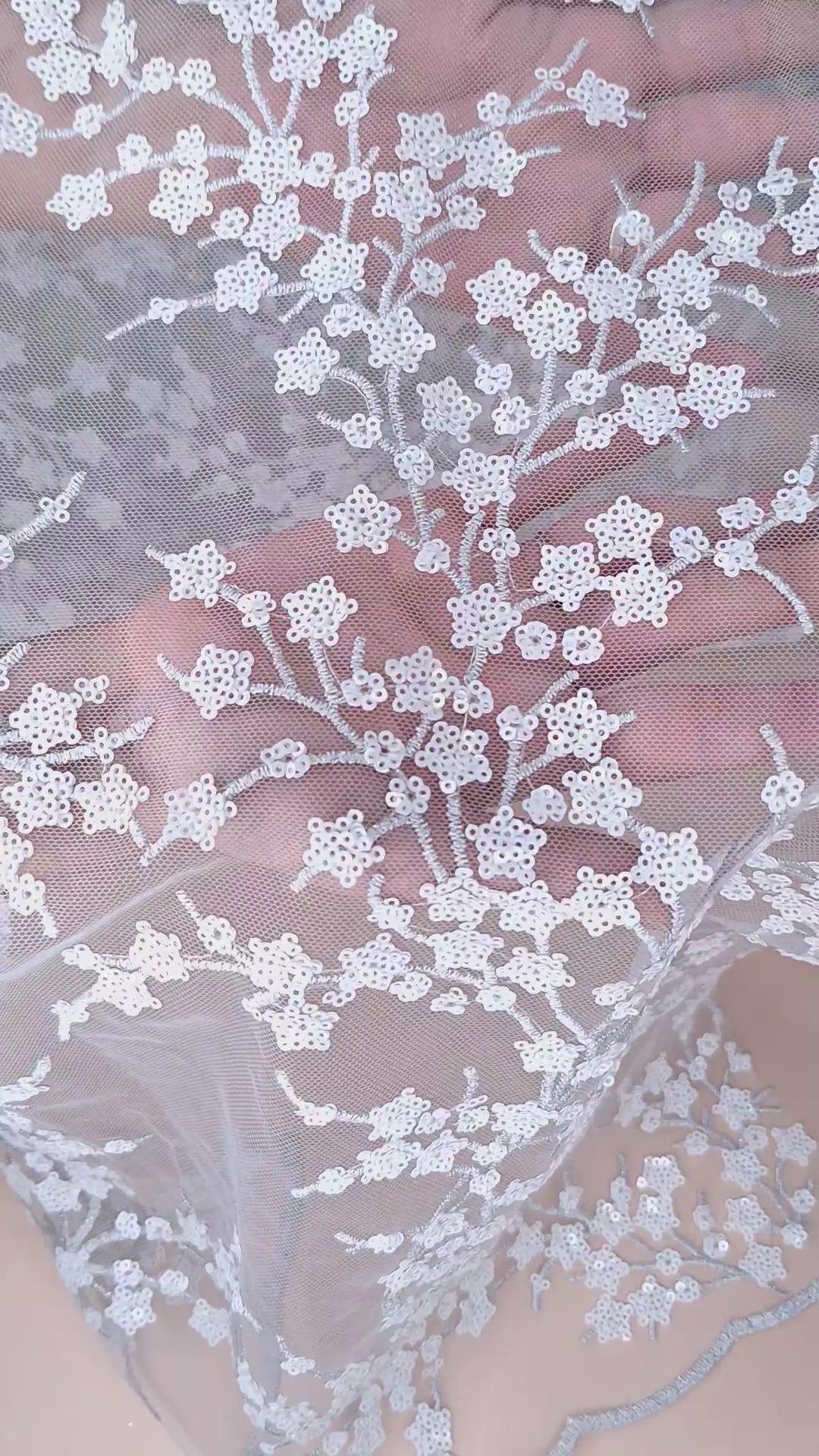 Tul bordado A986, ideal para vestidos de noche de boda y de XV años