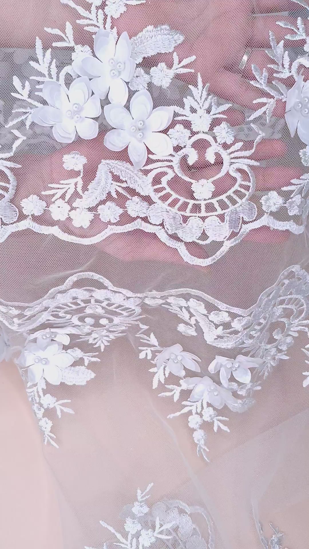 Tul bordado H139, ideal para vestidos de noche de boda y de XV años